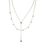 DOUBLE CHAINED Turquoise Drop Necklace | Gold