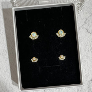 FANED Crystal & Opal Studs | Gold