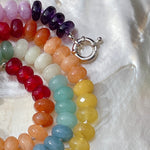 RAINBOW Beaded Gemstone Necklace | Silver | 21" | ONE OF A KIND