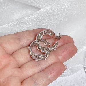 SHARNA Opal & Diamond Hoops | Silver