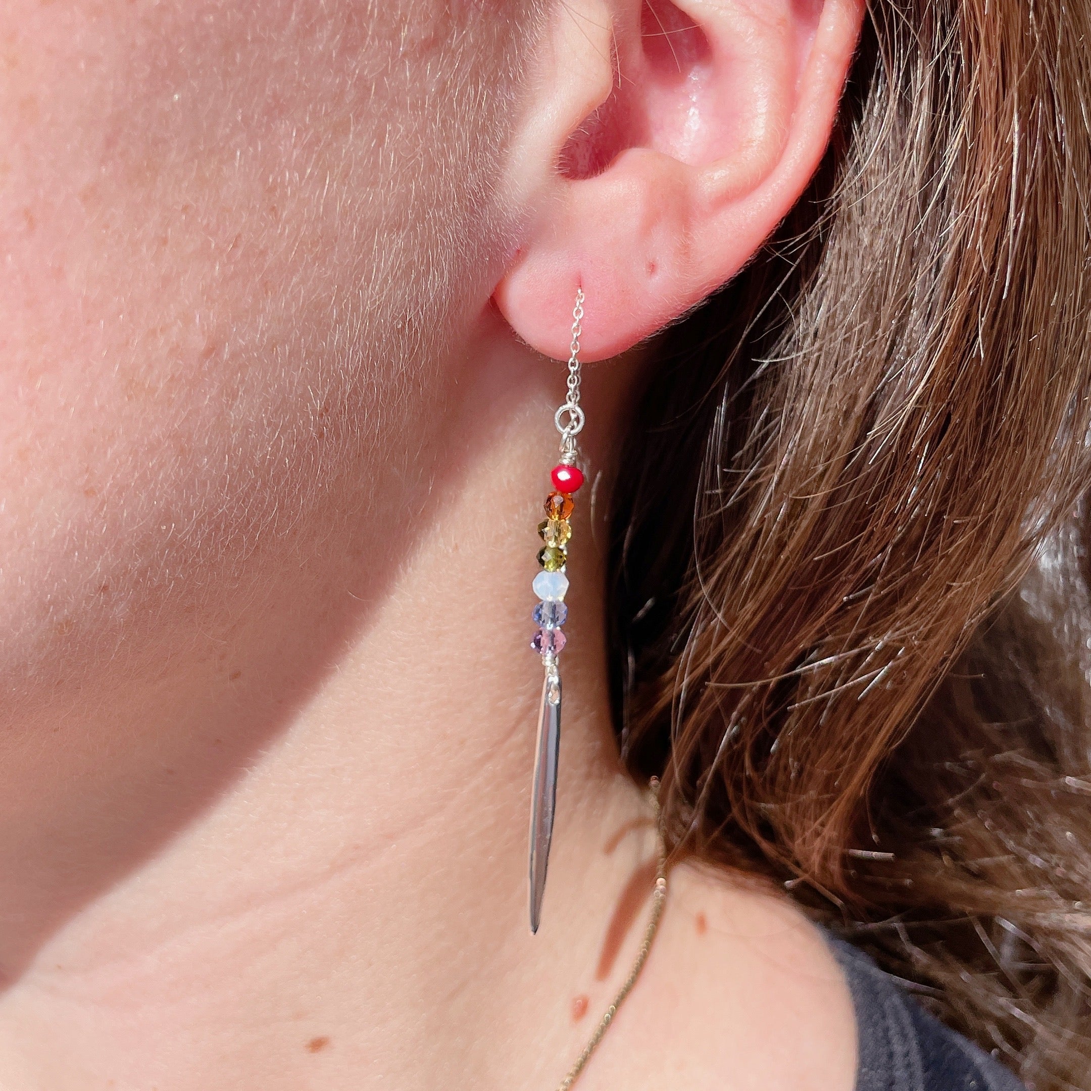 CHAKRA Crystal Threader Earrings | Silver