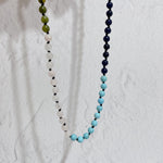 'NEW' COLOURFUL Beaded Gemstone Necklace with Black Silk Thread | Gold | 24"