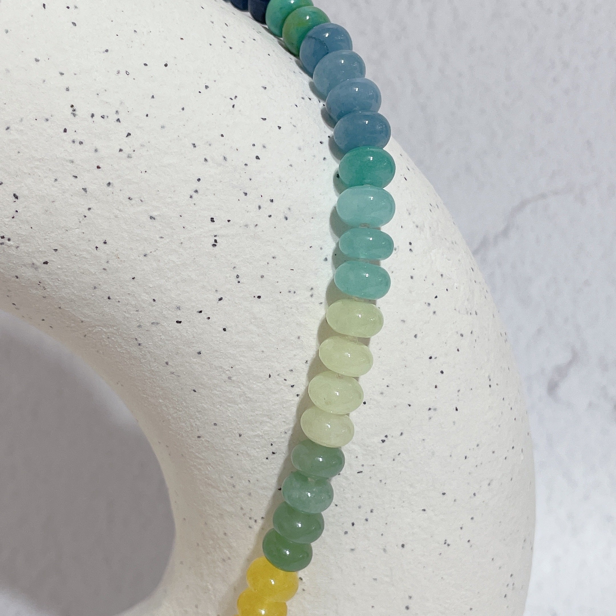 RAINBOW Beaded Gemstone Necklace | Silver | 21" | ONE OF A KIND