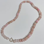 'NEW' PINK CASHMERE Beaded Gemstone Necklace with Pink Silk Thread | Silver | 19" | ONE OF A KIND