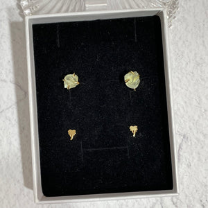 RAW Green Fluorite Crystal Stud Packs | 14kt Gold