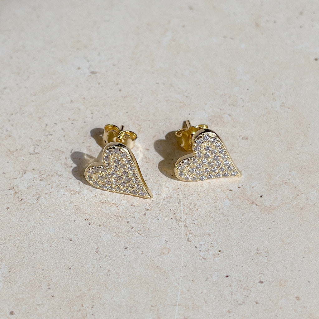 I'M YOURS Paved Heart Studs | Gold