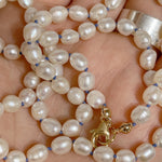 'NEW' FRESHWATER PEARL Beaded Necklace with Blue Thread | Gold | 20.5"