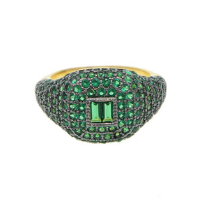 MOROCCAN Emerald Paved Dress Ring | Gold