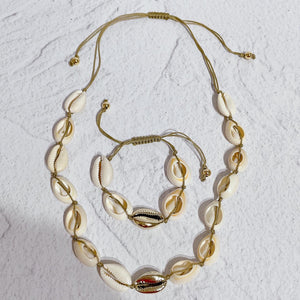 #1 CALYPSO Shell Necklace & Bracelet Set | Gold