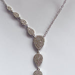 SULTRY Long Paved Teardrop Necklace | Silver