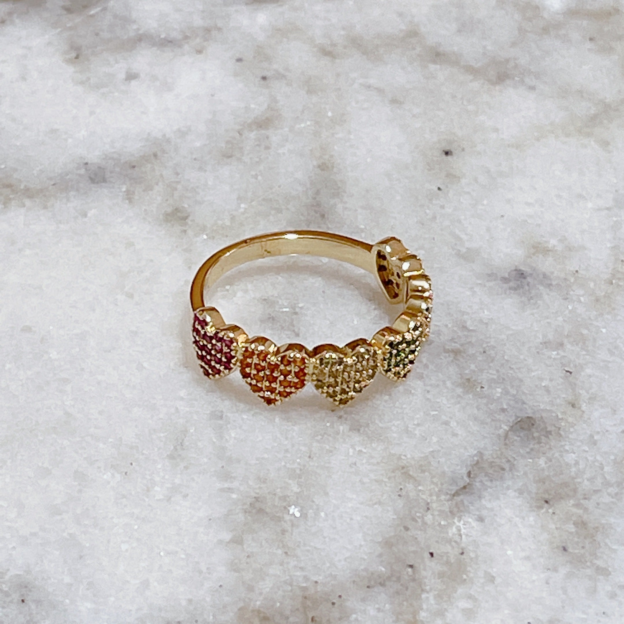 JULIETTE Paved Heart Ring | Gold/Multi Colour