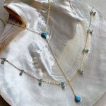 DOUBLE CHAINED Turquoise Drop Necklace | Gold