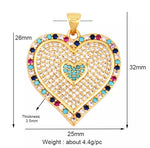 COLOURFUL PAVE HEART Charm | Gold