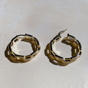 LINK Chain Medium Pave Hoops | Gold