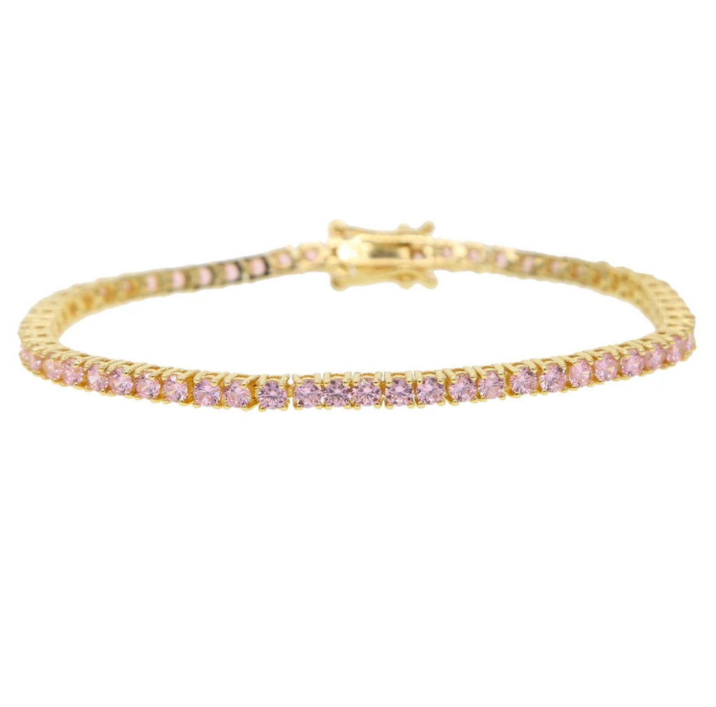 PINK CZ Tennis Bracelet | Gold