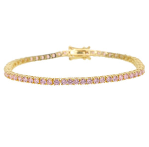 PINK CZ Tennis Bracelet | Gold