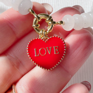 LOVE HEART Red Enamel Charm | Gold
