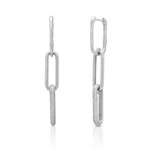 GEOMETRIC Link Paved Earrings | Silver