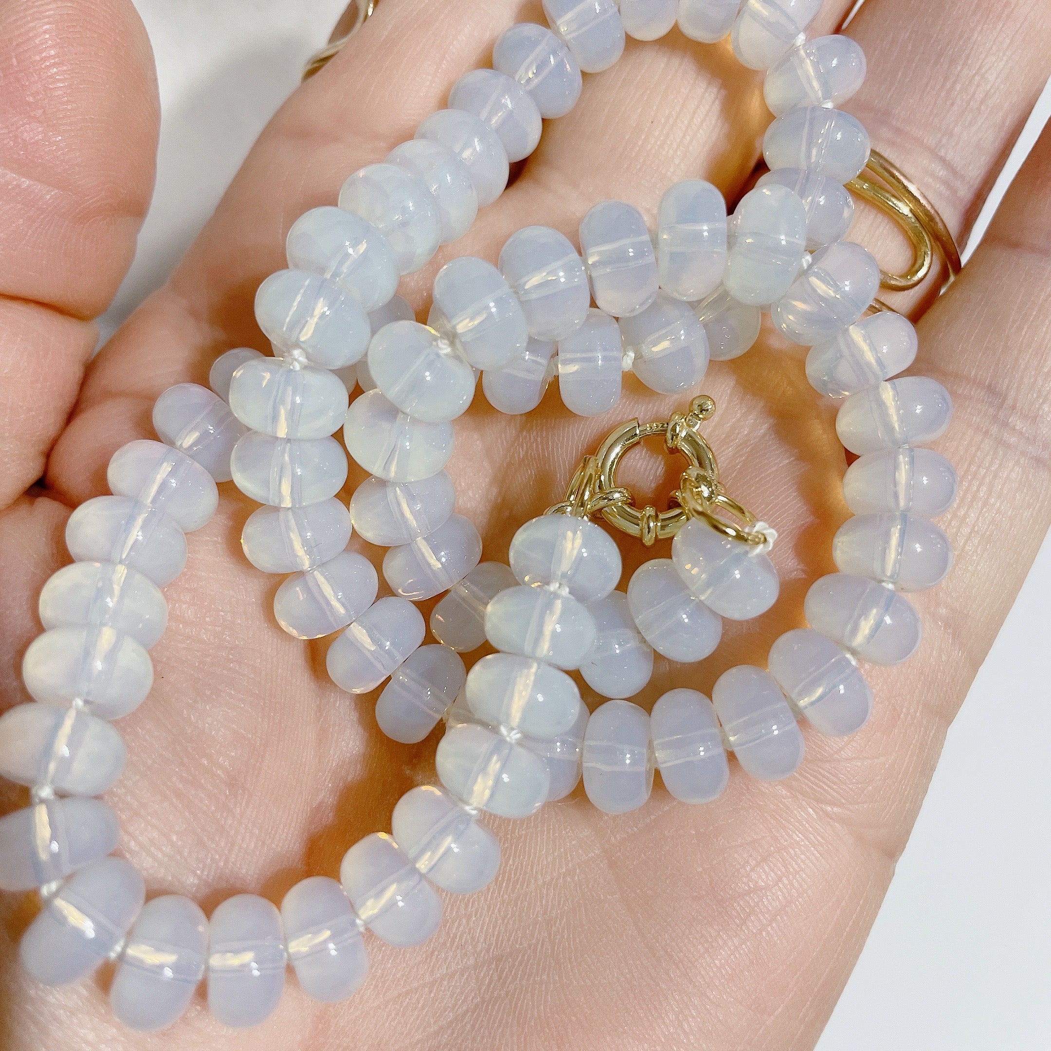 OPALITE Beaded Gemstone Necklace | Gold | ONE OF A KIND