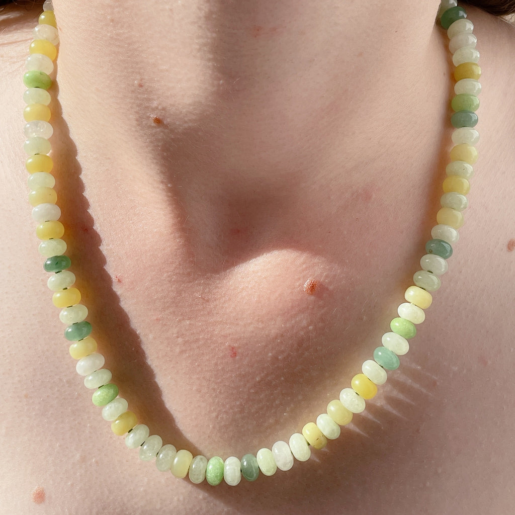 'NEW' LEMON & LIME Beaded Gemstone Necklace | 20" | Gold | ONE OF A KIND