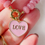 LOVE HEART Pink Enamel Charm | Gold