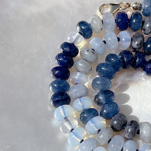 BLUE LAGOON Beaded Gemstone Necklace | Gold | ONE OF A KIND