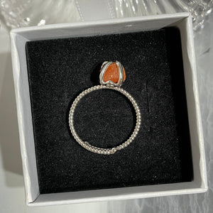 RAW CLAW Orange Carnelian Crystal Ring | Sterling Silver (Adjustable)