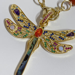 CZ ENCRUSTED DRAGONFLY Large Charm | Gold *Luxe Collection