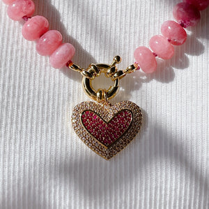 PRETTY IN PINK Pave Heart Charm | Gold