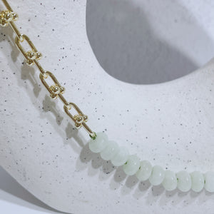 MINTY Jade Beaded Gemstone Necklace | Gold | 22" | ONE OF A KIND