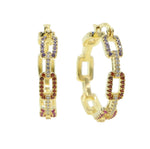 LINK Chain Colorful Medium Pave Hoops | Gold