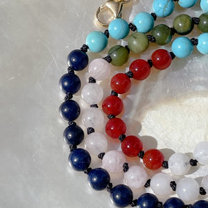 COLOURFUL Beaded Gemstone Necklace | Gold | 24"