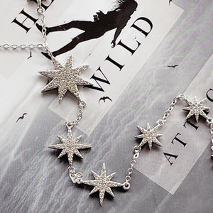 VIVID Paved 9 Star Drop Necklace | Silver