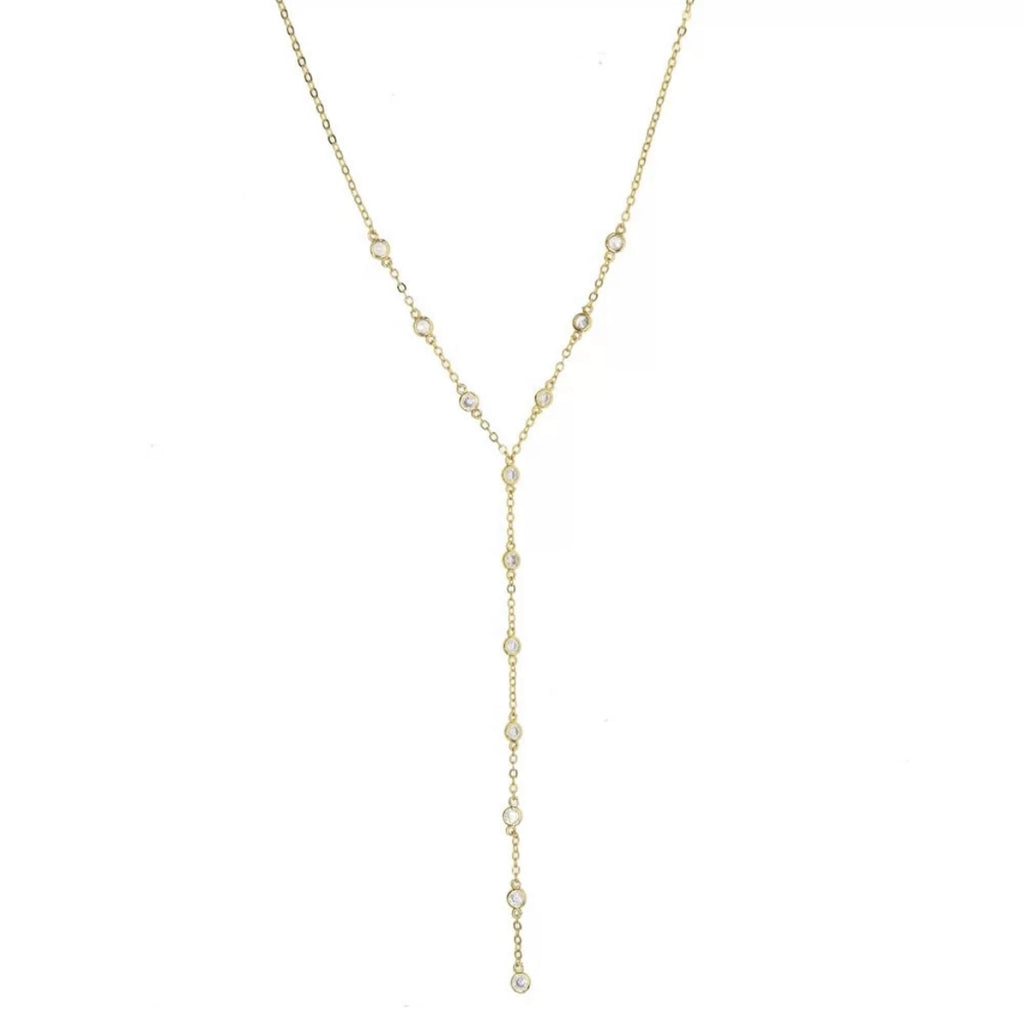 CLASSIC CZ Bezel Drop Necklace | Gold