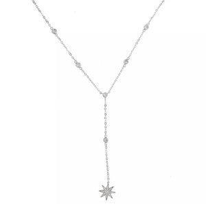 FLIRTY Star & Bezel Drop Necklace | Silver