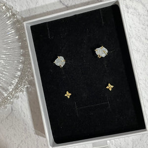 RAW Aquamarine Crystal Stud Packs | 14kt Gold