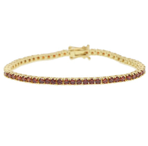RED CZ Tennis Bracelet | Gold