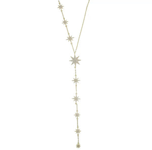 VIVID Paved 9 Star Drop Necklace | 14kt Gold