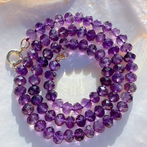 DEEP PURPLE AMETHYST Beaded Gemstone Necklace | Gold | 22.5" | ONE OF A KIND