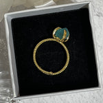 RAW CLAW Teal Fluorite Crystal Ring | 14kt Gold (Adjustable)