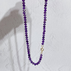 'NEW' DEEP PURPLE AMETHYST Beaded Gemstone Necklace | Gold | ONE OF A KIND