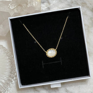 LARA Moonstone Necklace | Gold (18 inch chain)