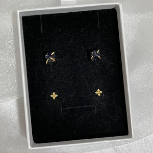 RAW Blue Goldstone Crystal Stud Packs | 14kt Gold