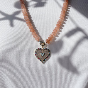 COLOURFUL PAVE HEART Charm | Gold