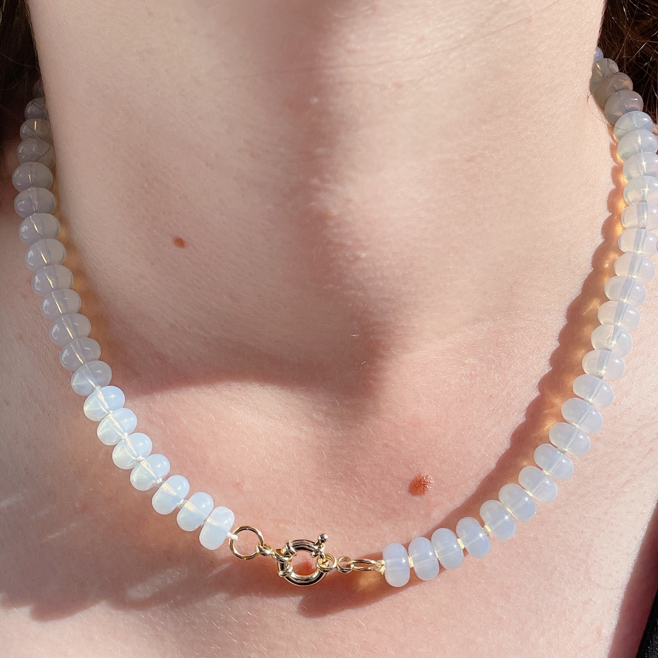 OPALITE Beaded Gemstone Necklace | Gold | ONE OF A KIND
