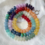 RAINBOW Beaded Gemstone Necklace | Silver | 21" | ONE OF A KIND