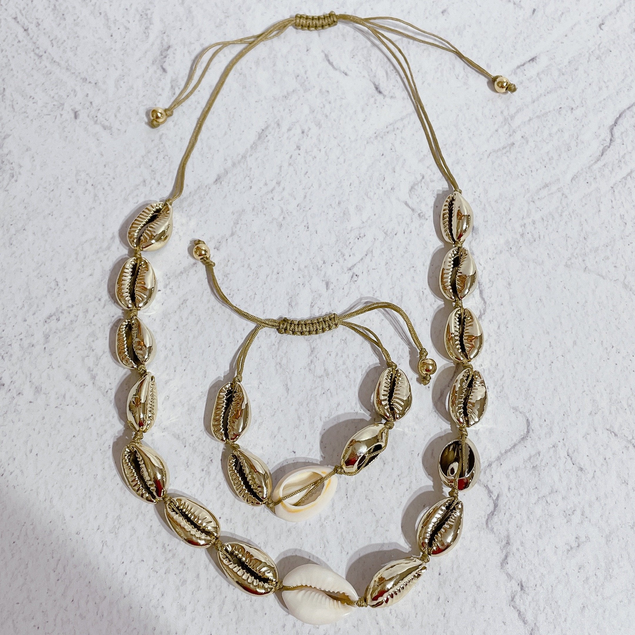 #2 CALYPSO Shell Necklace & Bracelet Set | Gold