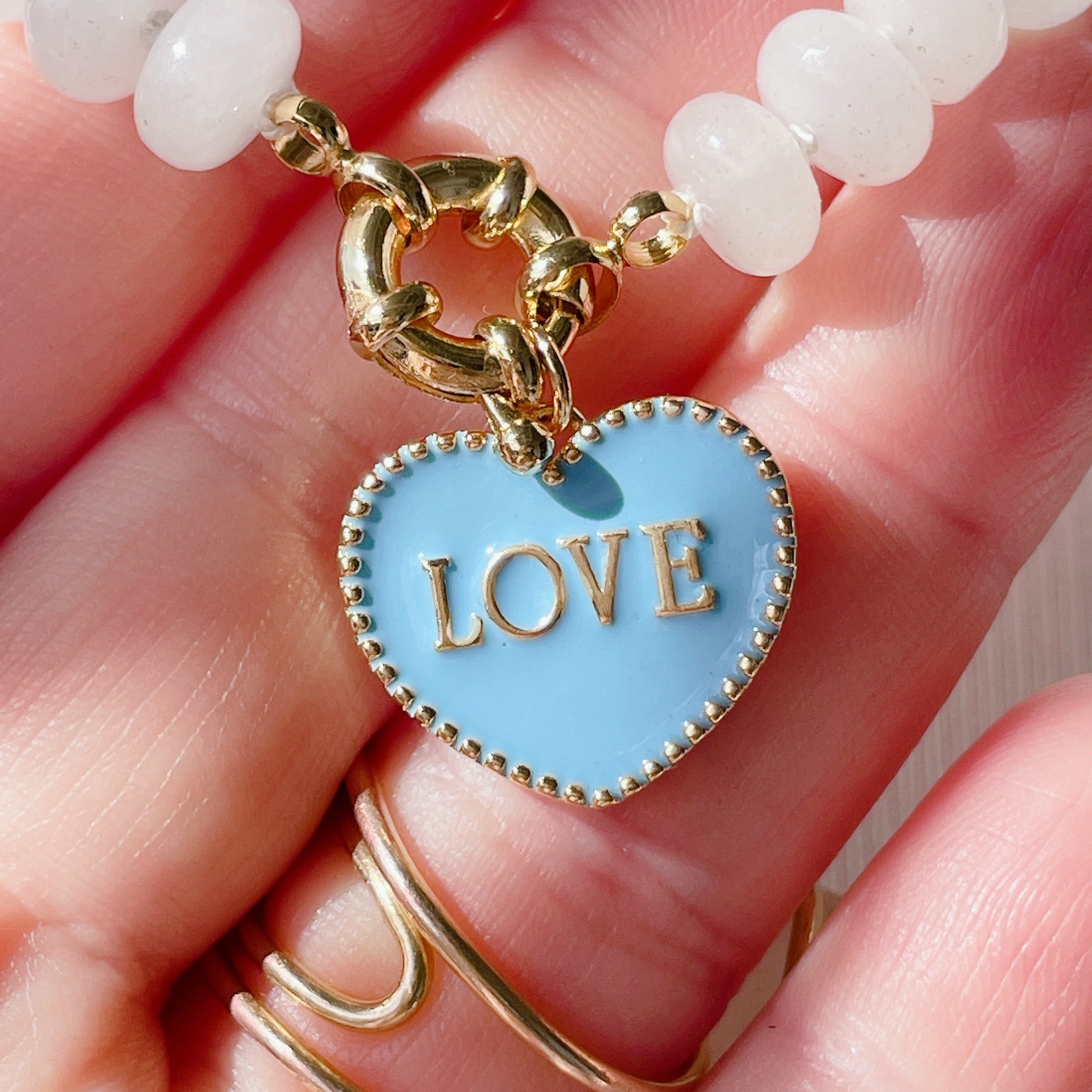 LOVE HEART Blue Enamel Charm | Gold