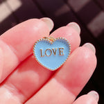 LOVE HEART Blue Enamel Charm | Gold
