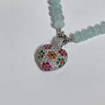 CZ FLOWER HEART Charm | Silver *Luxe Collection